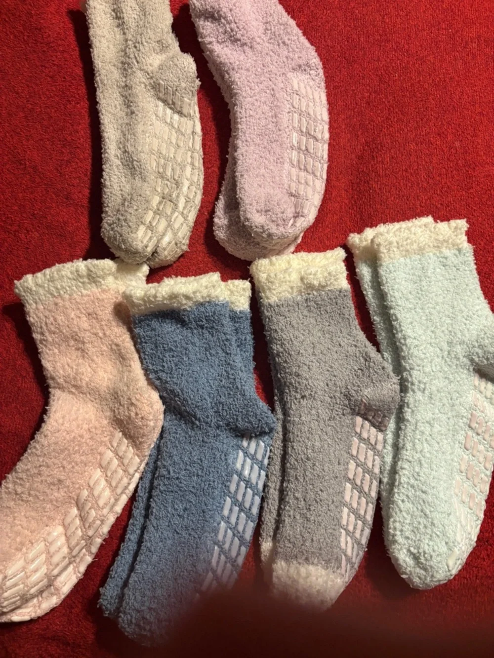 Cozy Fuzzy Non-Slip Lounge Socks - Pastel Mix women’s size 6-9